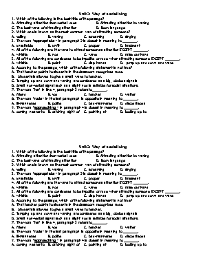 Bài tập Tiếng Anh Lớp 12 - Unit 3 Way of socializing